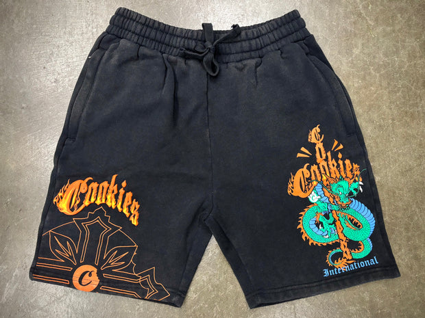 World on fire Fleece Shorts Black Colorway
